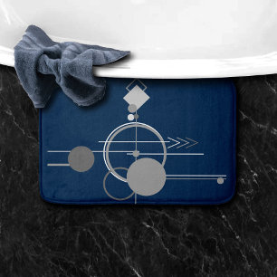 Tattoos Line Art   Abstract Navy Blue Dark Grey Bath Mat