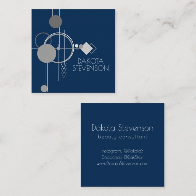 Tattoos Line Art | Abstract Navy Blue Dark Grey Calling Card (Front/Back)