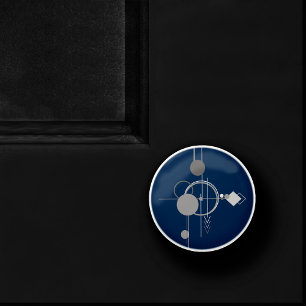Tattoos Line Art   Abstract Navy Blue Dark Grey Ceramic Knob