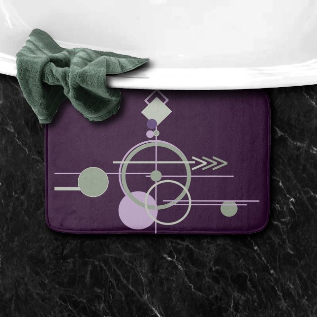 Tattoos Linework | Bohemian Purple Green Abstract Bath Mat (Creator Uploaded)