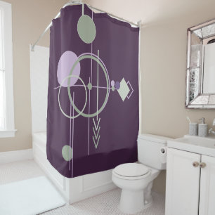 Tattoos Linework   Bohemian Purple Green Abstract Shower Curtain