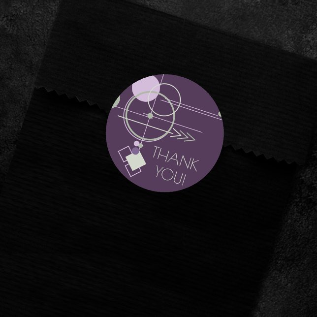 Tattoos Linework | Bohemian Purple Green Thank You Classic Round Sticker (Creator Uploaded)