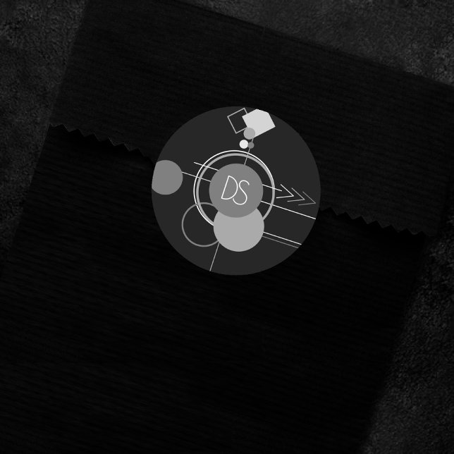 Tattoos Modern Art Deco | Black and Grey Branding Classic Round Sticker (Creator Uploaded)