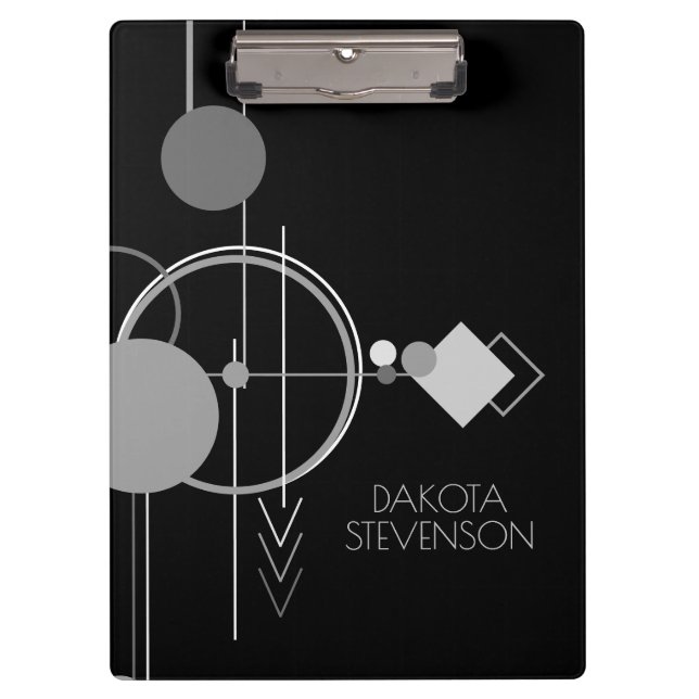Tattoos Modern Art Deco | Black and Grey Branding Clipboard (Front)
