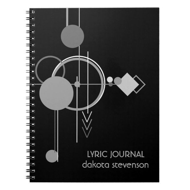 Tattoos Modern Art Deco | Black and Grey Lyrics Notebook (Front)