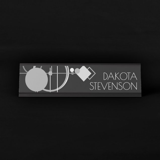 Tattoos Modern Art Deco | Monochrome Branding Desk Name Plate (Creator Uploaded)
