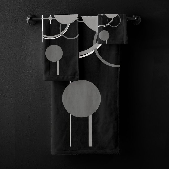 Tattoos Modern Art Deco | Monochrome Minimalism Bath Towel Set (Creator Uploaded)