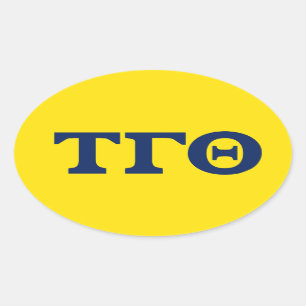 Tau Gamma Theta Oval Stickers - Blue on Yellow
