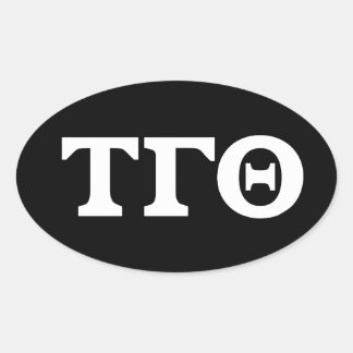 Tau Gamma Theta Oval Stickers - White on Black