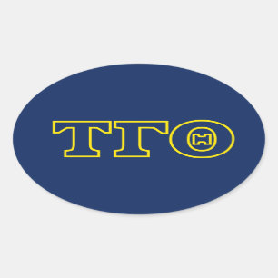 Tau Gamma Theta Oval Stickers - Yellow Outline
