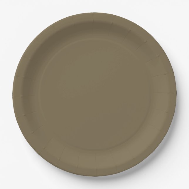 Taupe Accent Colour Ready to Customise Paper Plate (Front)