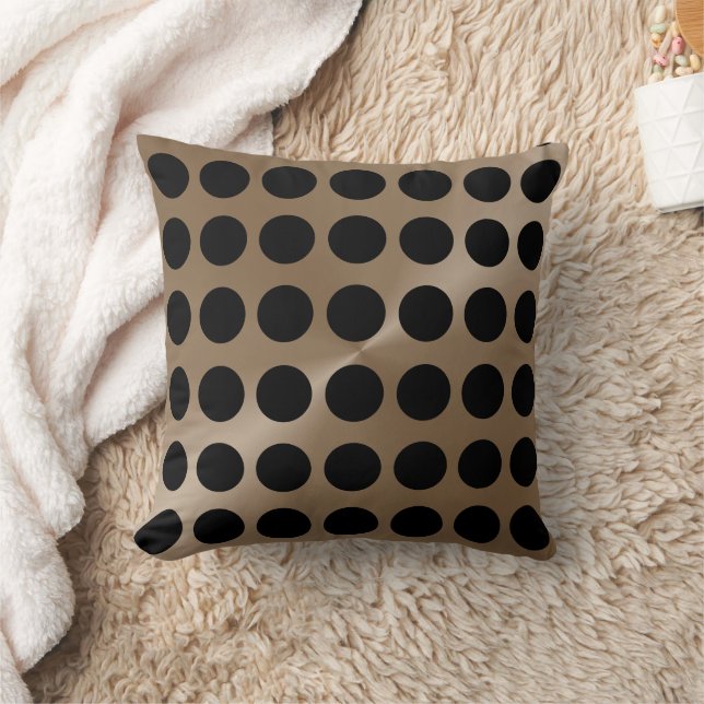 Taupe and Black Big Dots Modern Pattern Cushion (Blanket)