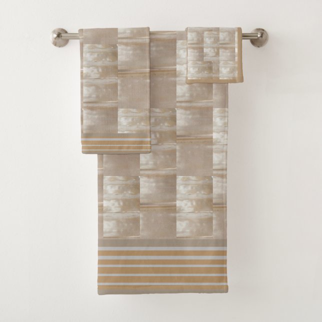 Taupe and Cream Shades Bath Towel Set (Insitu)