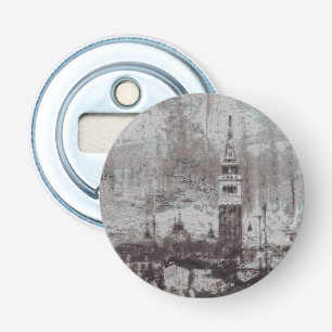 Taupe and Cyan Distressed Skyline Venice Italy Bottle Opener