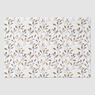 Taupe and Gold Decoupage Leaf Pattern Background  Tissue Paper
