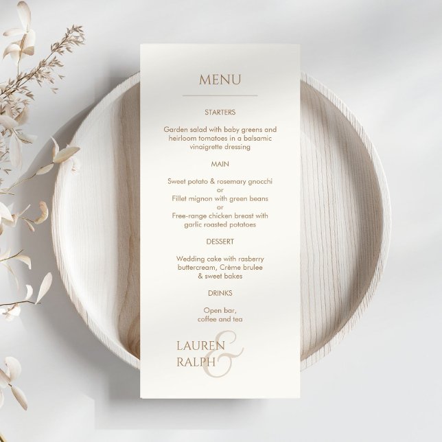 Taupe and Ivory Monogrammed Wedding Menu (Creator Uploaded)