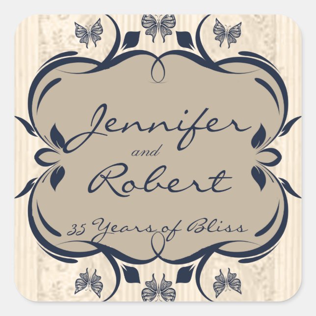 Taupe and Navy Royal Anniversary Envelope Seal (Front)