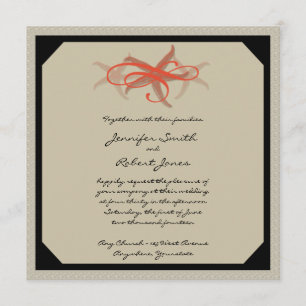 Taupe and Tangerine Seaside Wedding Invitation