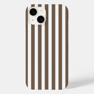 Taupe and white candy stripes Case-Mate iPhone 14 case