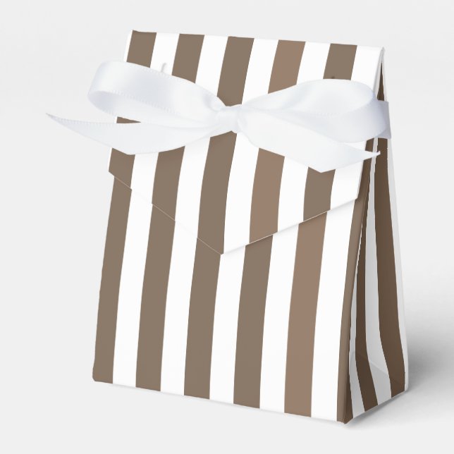 Taupe and white candy stripes favour box (Front Side)