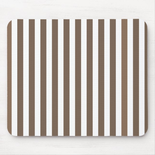 Taupe and white candy stripes mouse pad (Front)