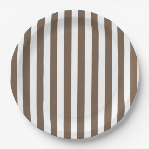 Taupe and white candy stripes paper plate