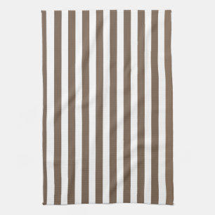 Taupe and white candy stripes tea towel