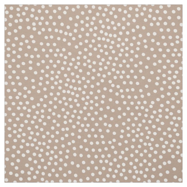 Taupe And White Random Polka Dot Spotted Print Fabric (Swatch)