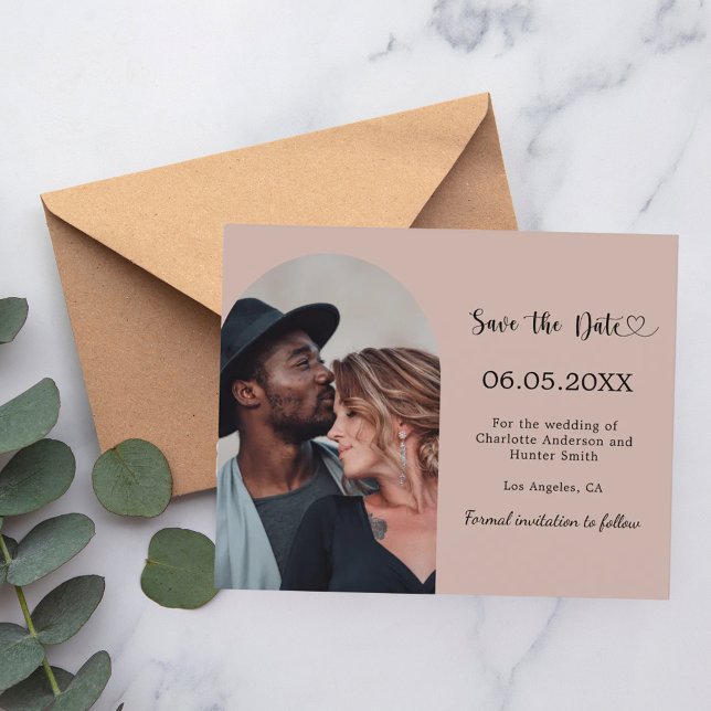 Taupe arch photo budget wedding Save the Date (Creator Uploaded)