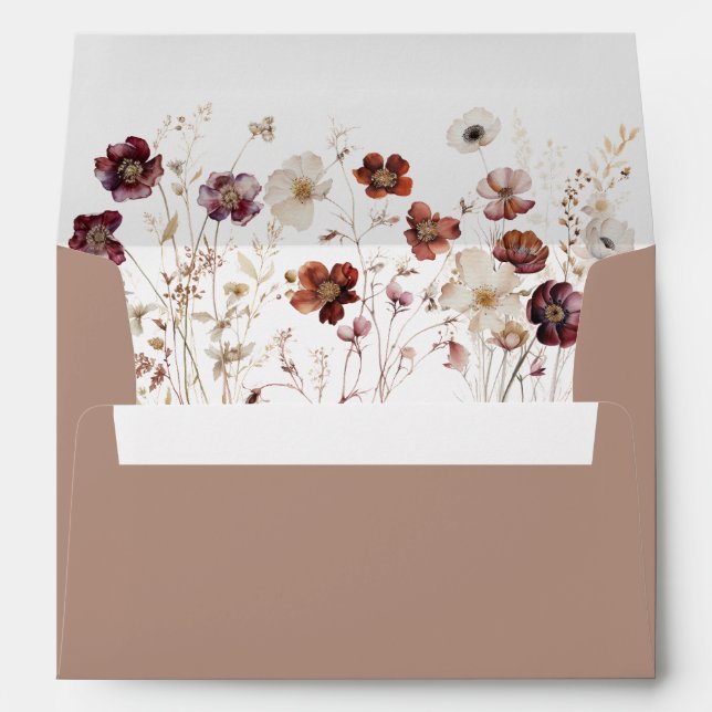 Taupe Autumn Floral Wedding Envelope (Back (Bottom))