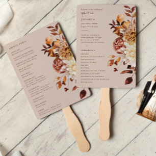 Taupe Autumn Leaves Program Hand Fan
