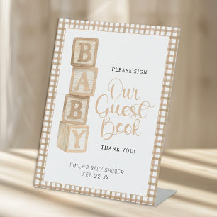 Taupe Baby Blocks Please Sign Our Guest Book Sign
