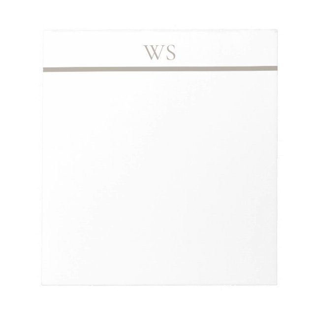 Taupe Bar Monogram Personalised Notepad (Front)