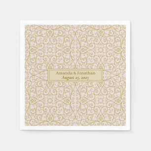 Taupe Baroque Monogram Wedding Napkins