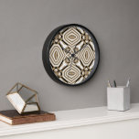 Taupe Beige Brown Black White Bohemian Art Motif Clock<br><div class="desc">Beautiful contemporary taupe beige brown, black, and white coloured Bohemian mosaic pattern. Modern, fashionable, eclectic and trendy design for the artistic home interior decorator or artsy hip trendsetter, vintage retro art style or abstract geometric motif lover. Available on a variety of popular home décor accents and trending fashion inspired accessories...</div>