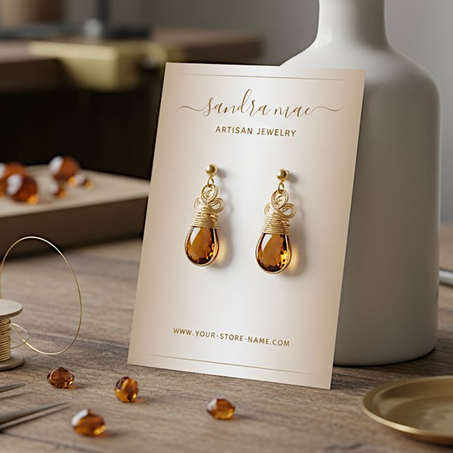 Taupe Beige Brown Ombre Jewellery Display Card (Creator Uploaded)