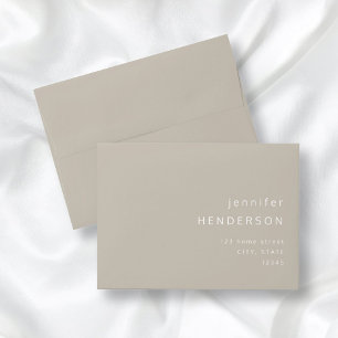 Taupe Beige Brown Simple Minimalist Typography Envelope