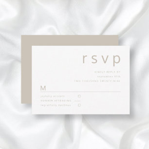 Taupe Beige Minimalist Typography Wedding RSVP Card