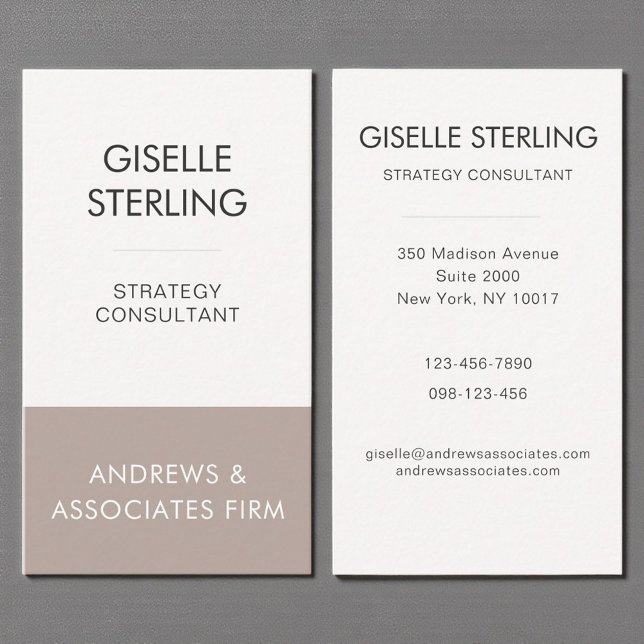 Taupe Beige Professional Corporate Modern Elegant Business Card (Creator Uploaded)