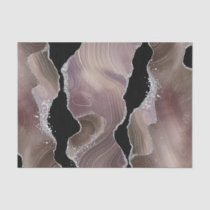 Taupe & Black Agate with Silver Glitter Geode Tissue Paper