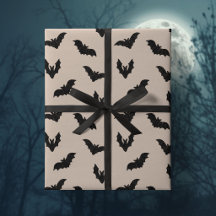 Taupe Black Spooky Bats Haunted Vintage Halloween