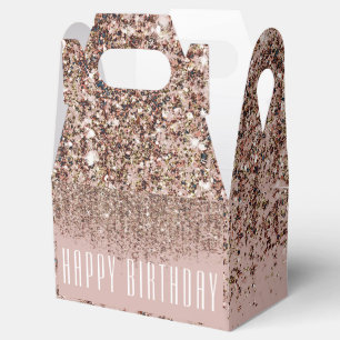 Taupe Blush Pink Rose Bronze Gold Glitter Glam Favour Box
