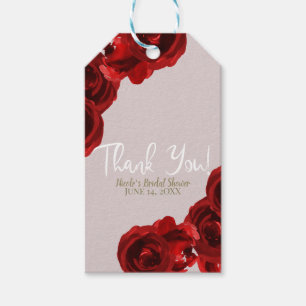 Taupe Blush Red Watercolor Roses Modern Wedding Gift Tags
