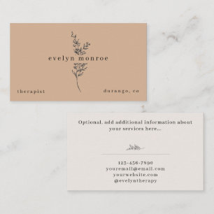 Taupe Botanical Simple Modern Business Card