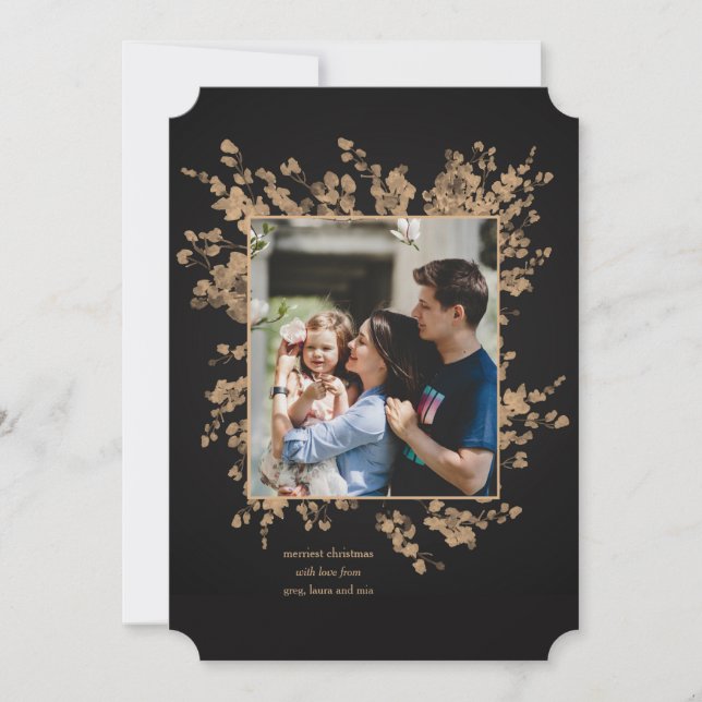 Taupe Branches Photo Holiday Card (Front)