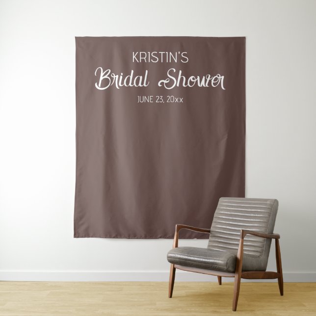 Taupe Bridal Shower Photo Backdrop Tapestry (In Situ)