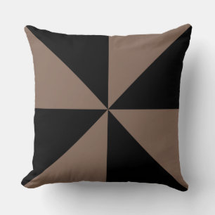 Taupe Brown and Black Pinwheel Cushion