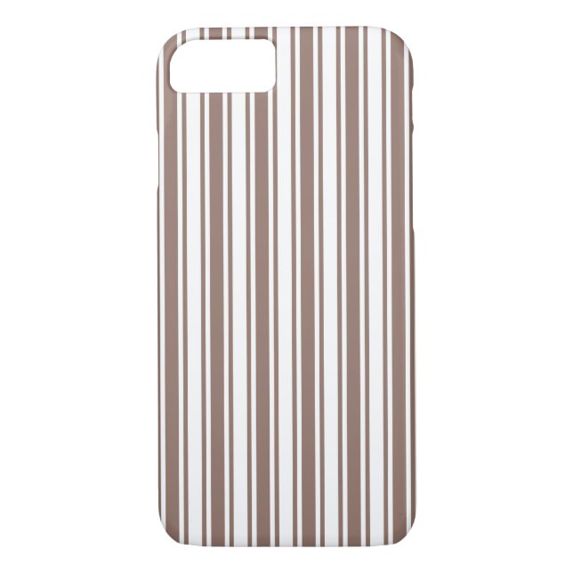 Taupe brown and white candy stripes Case-Mate iPhone case (Back)