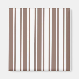 Taupe brown and white candy stripes magnet
