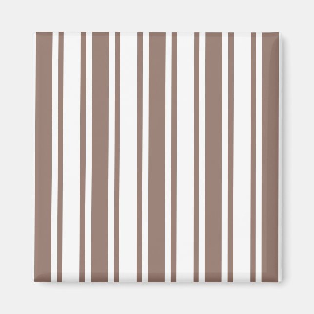 Taupe brown and white candy stripes magnet (Front)